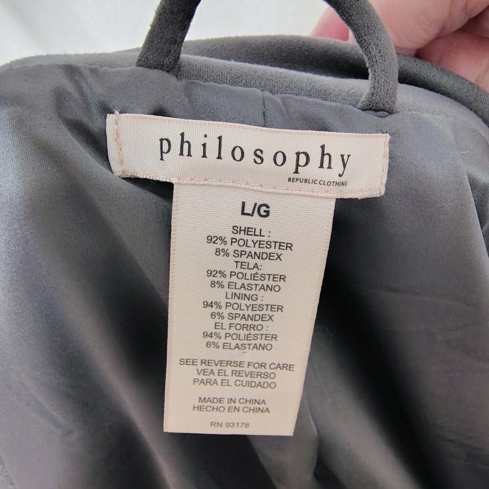 Philosophy Republic Clothing Faux Suede Moto Jacket Gray | Size L - Picture 6 of 6